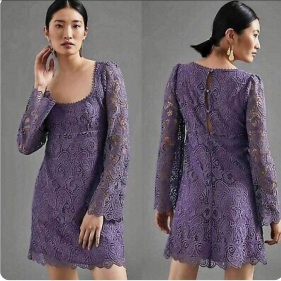 Anthropologie Dresses & Skirts - Maeve by Anthropologie Lace Mini Dress Lavender Purple Size 2 NWT